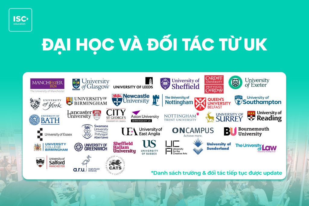 Tổng hợp các trường đại học và đối tác của ISC Education tại UK