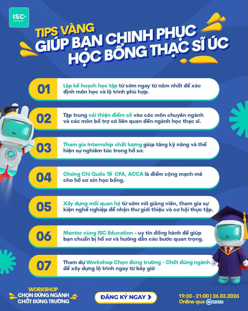 Workshop Du học Thạc sĩ Úc: Chọn đúng ngành - Chốt đúng trường