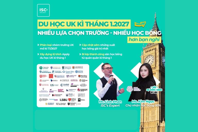 Du học UK kỳ tháng 1 2027 | Lập kế hoạch cùng ISC Education