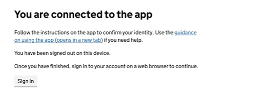Màn hình You are connected to the app
