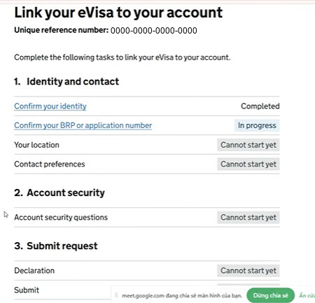 Danh sách nhiệm vụ với mục Confirm your identity đã hoàn thành